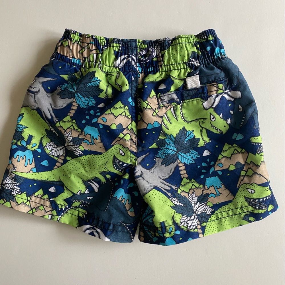 1989 Place Neon Green Dinosaur Lightweight Swim Trunks 6-9 Months - Picture 4 of 10